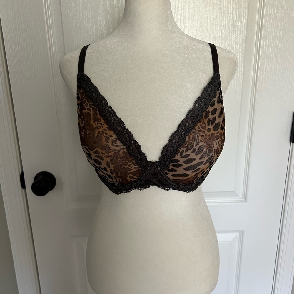 Natori Cheetah Print Underwire Lace Bra Size 36 DD